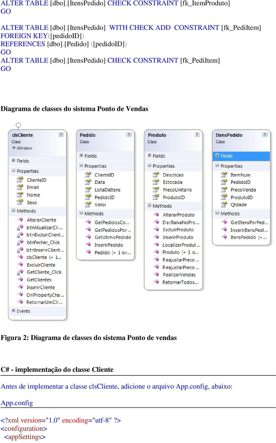 [itenspedido] CHECK CONSTRAINT [fk_pediitem] Diagrama de classes do sistema Ponto de Vendas Figura 2: Diagrama de classes do sistema Ponto de