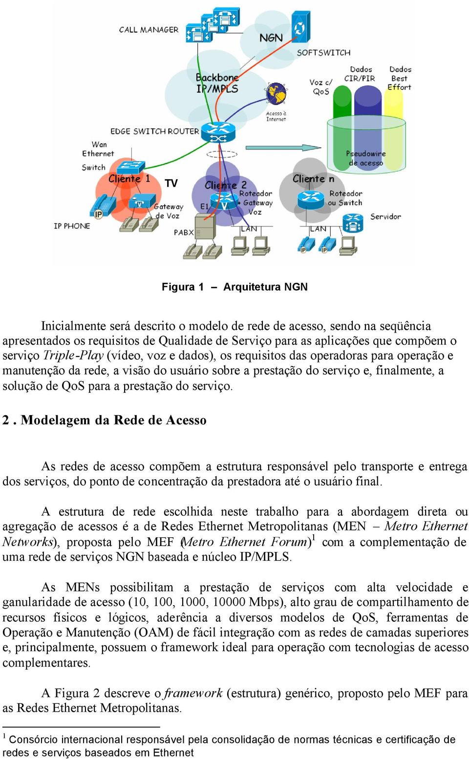 serviço. 2. Modelagem da Rede de Acesso As redes de acesso compõem a estrutura responsável pelo transporte e entrega dos serviços, do ponto de concentração da prestadora até o usuário final.