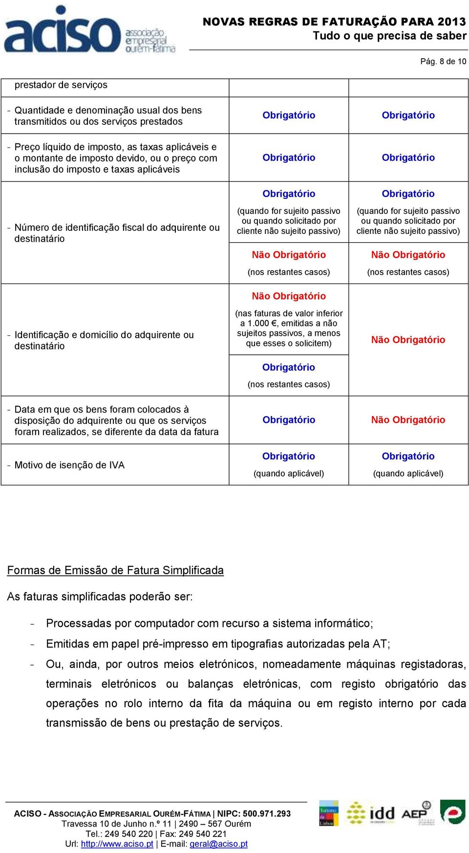 ou quando solicitado por cliente não sujeito passivo) Não (nos restantes casos) Não (nas faturas de valor inferior a 1.