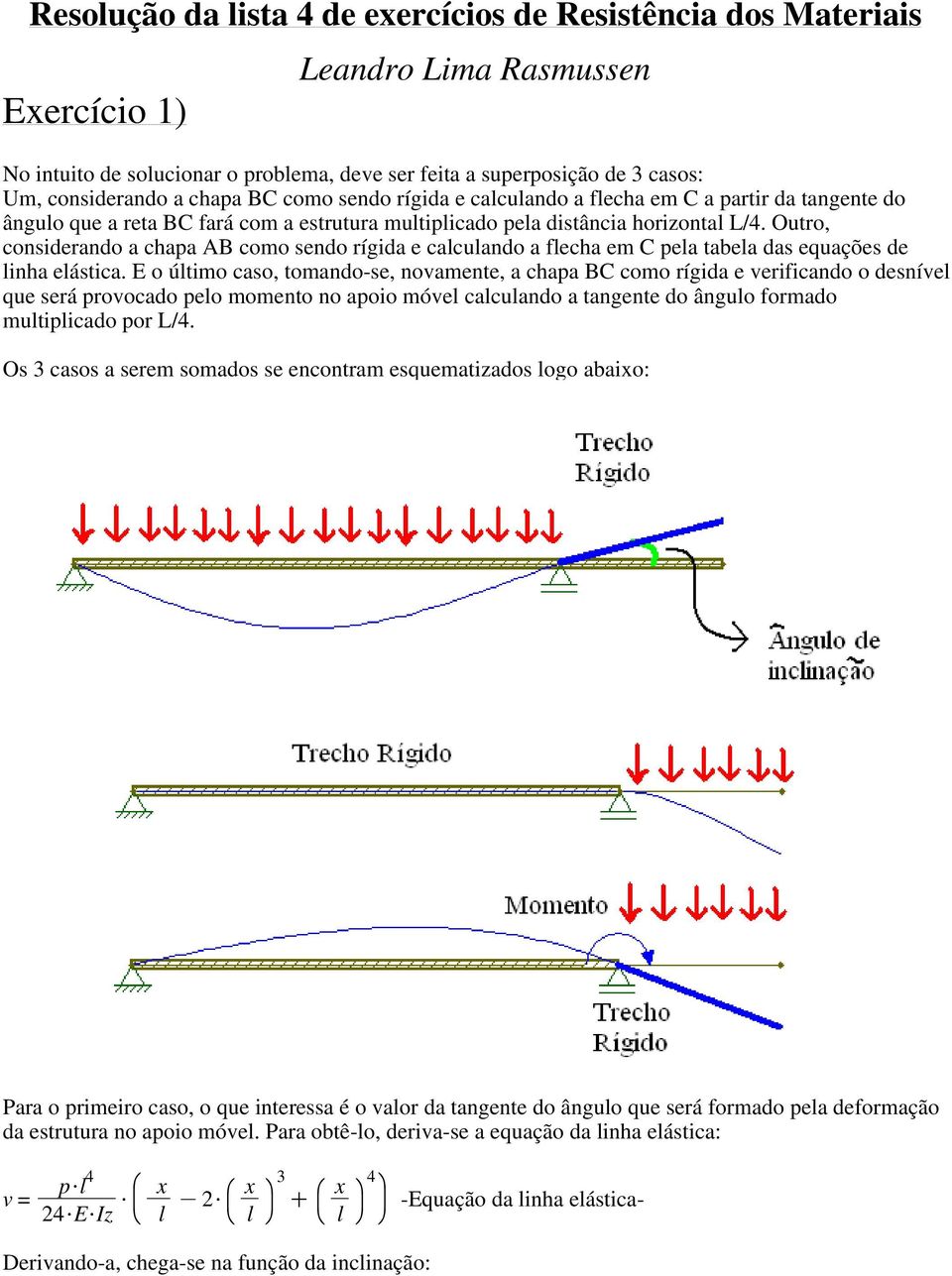 Outro, considerando a chapa AB como sendo rígida e cacuando a fecha em C pea tabea das equações de inha eástica.