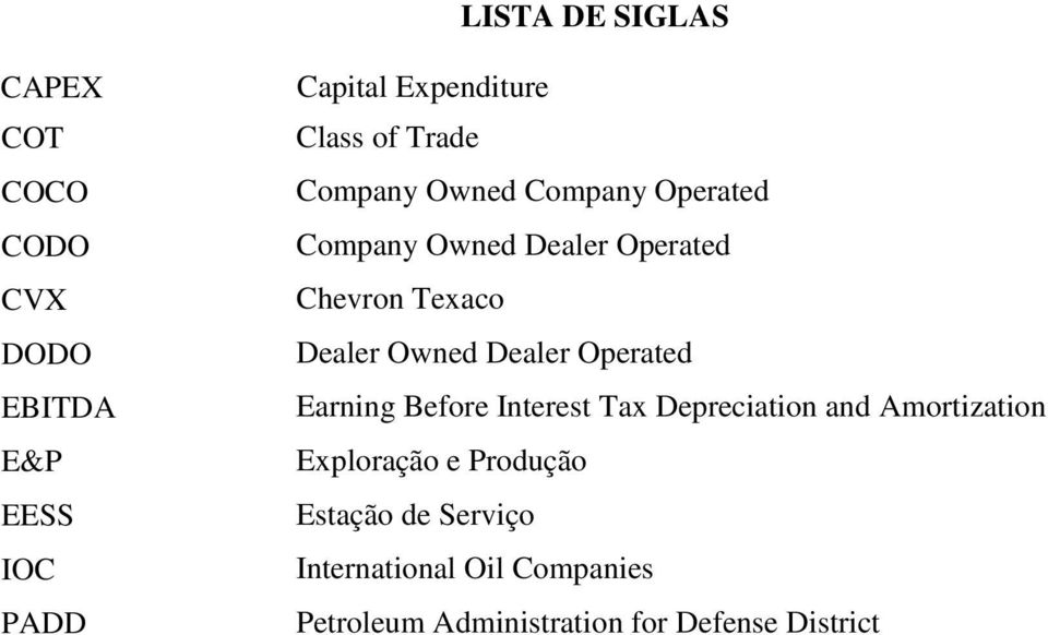 Owned Dealer Operated Earning Before Interest Tax Depreciation and Amortization Exploração e