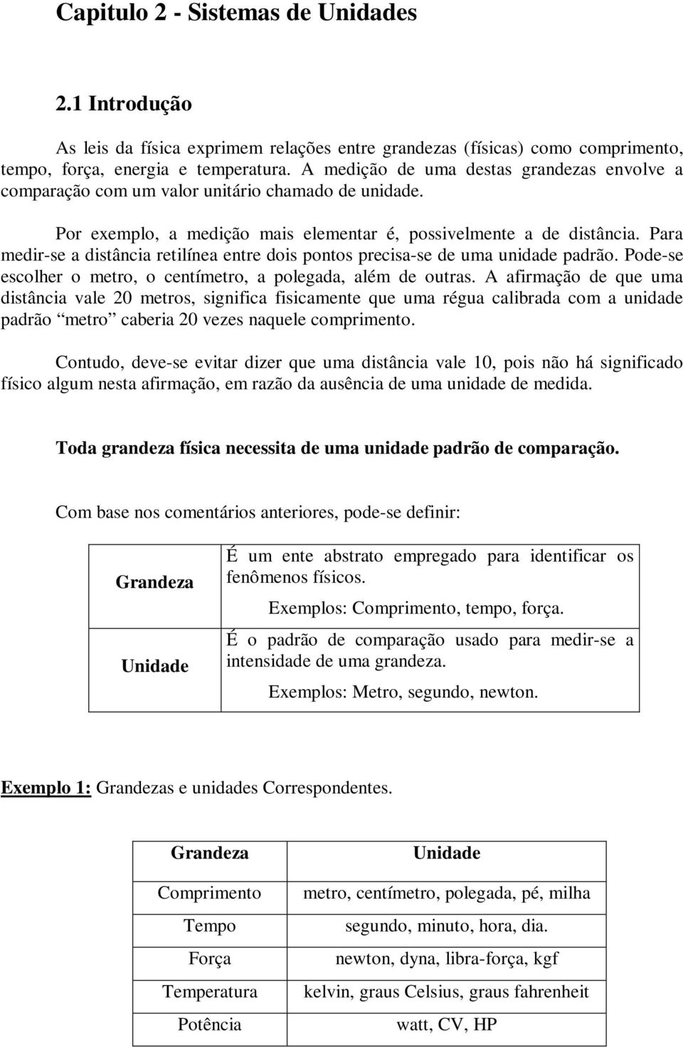 Para medir-se a distância retilínea entre dois pontos precisa-se de uma unidade padrão. Pode-se escolher o metro, o centímetro, a polegada, além de outras.