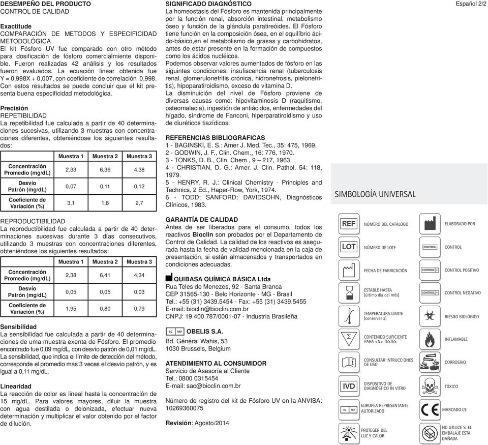 Con estos resultados se puede concluir que el kit presenta buena especifi cidad metodológica.