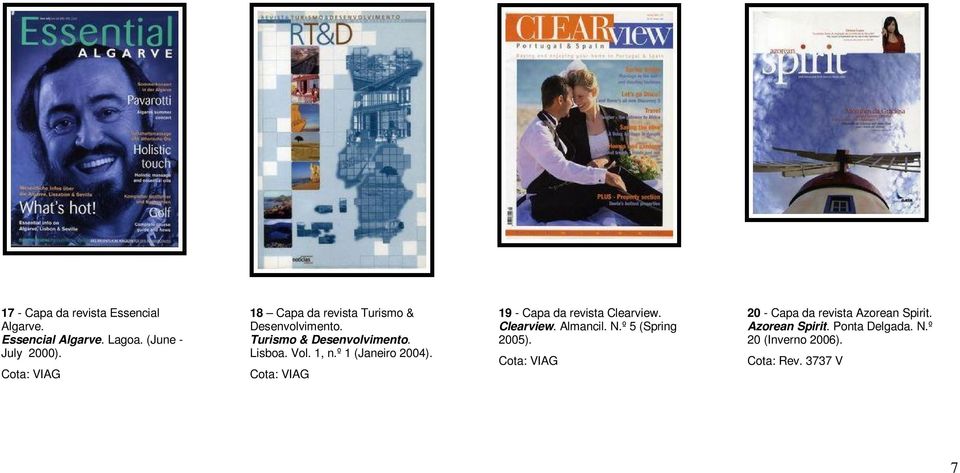 º 1 (Janeiro 2004). 19 - Capa da revista Clearview. Clearview. Almancil. N.º 5 (Spring 2005).