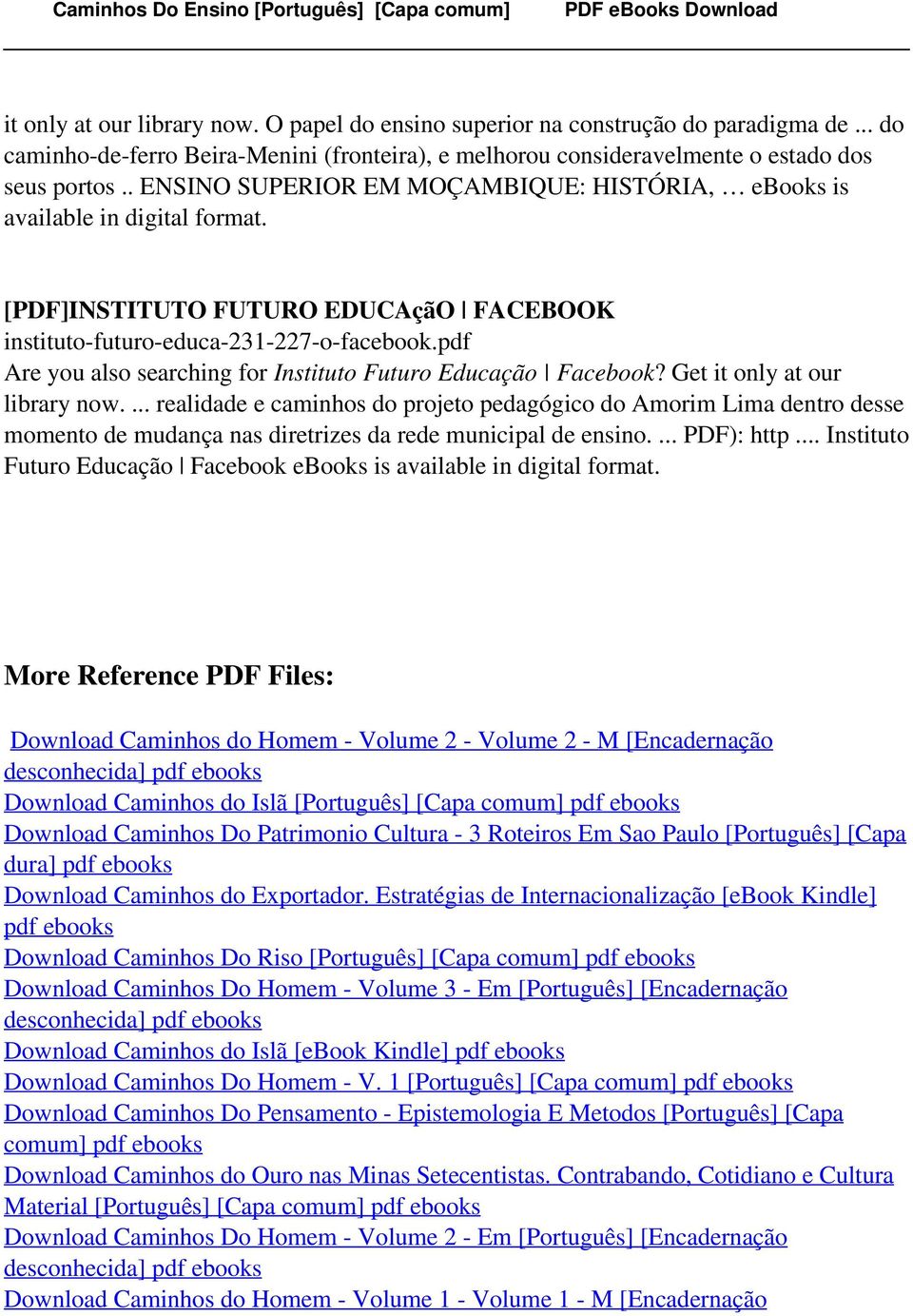 pdf Are you also searching for Instituto Futuro Educação Facebook? Get it only at our library now.