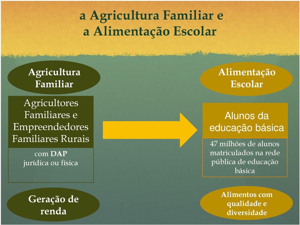 Alimentação Escolar Alunos da educação básica 47 milhões de alunos matriculados