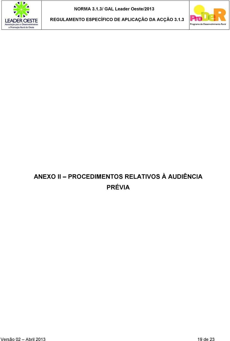 ANEXO II PROCEDIMENTOS