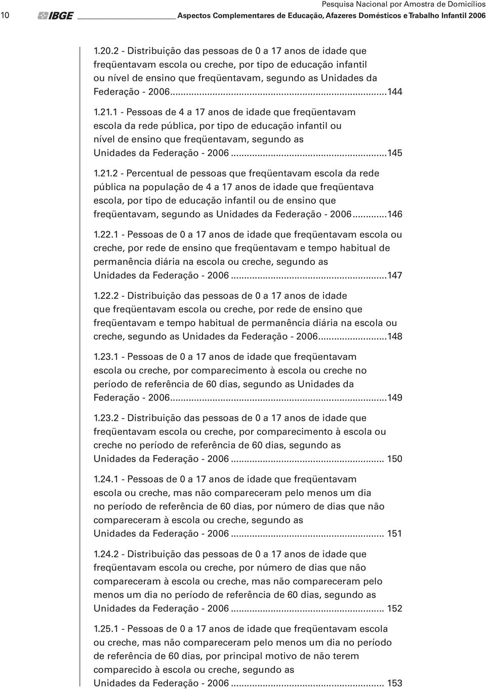 2 - Distribuição das pessoas de 0 a 17 anos de idade que freqüentavam escola ou creche, por tipo de educação infantil ou nível de ensino que freqüentavam, segundo as Unidades da Federação - 2006.