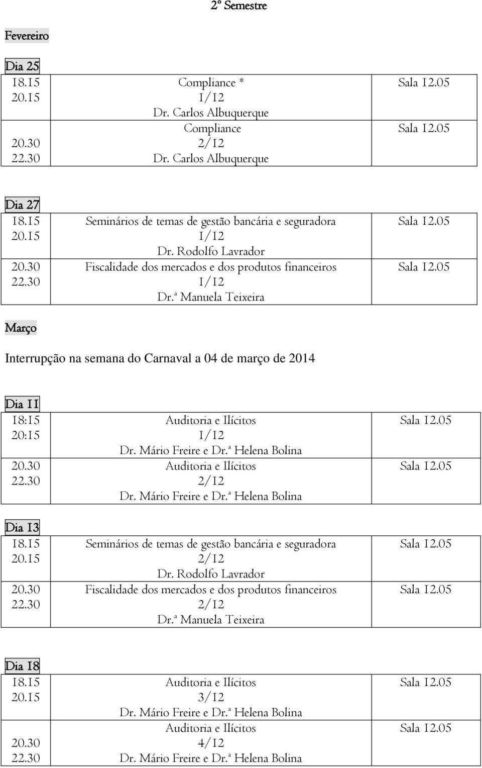 Rodolfo Lavrador Interrupção na semana