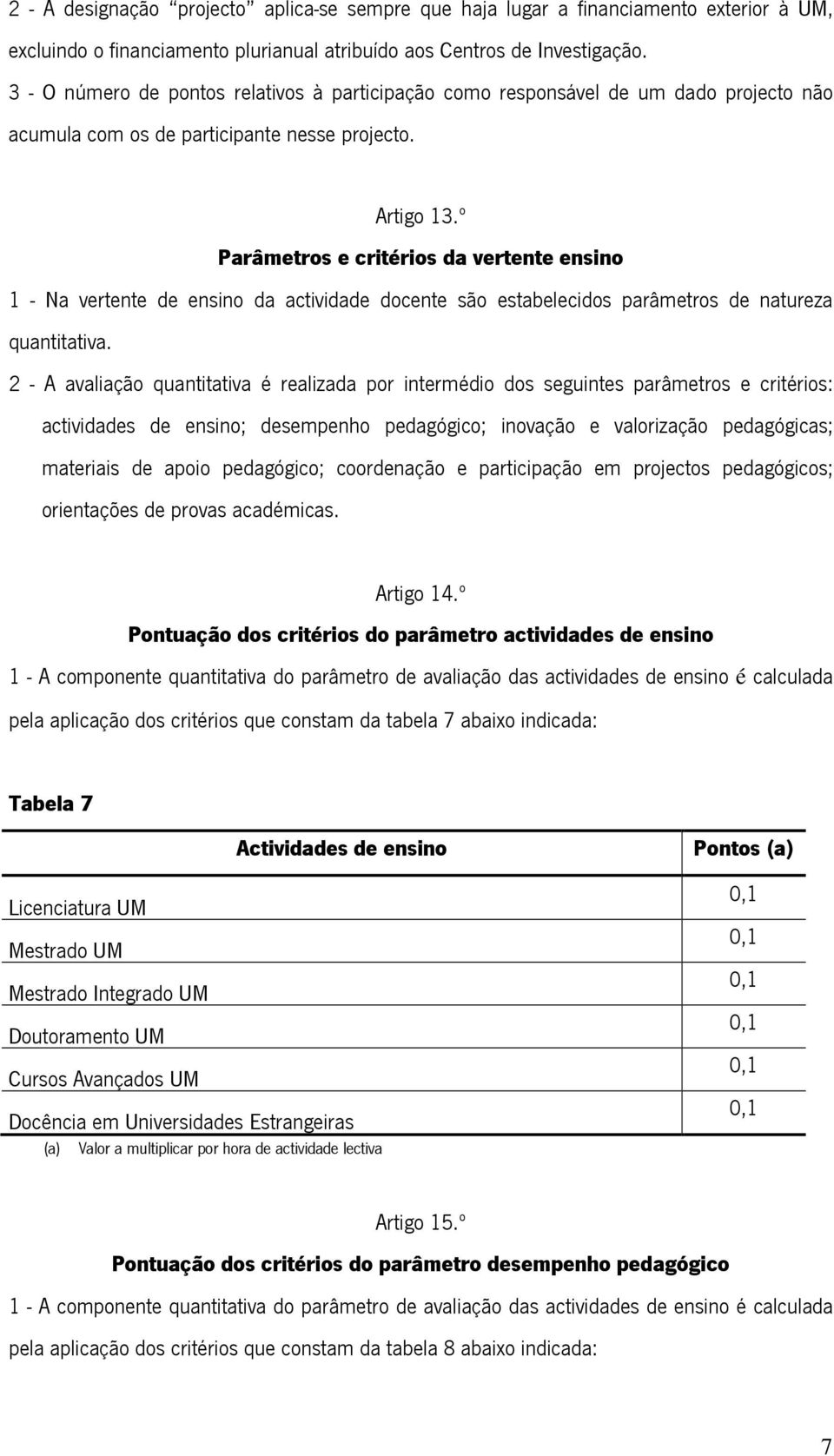 º Parâmetros e critérios da vertente ensino 1 - Na vertente de ensino da actividade docente são estabelecidos parâmetros de natureza quantitativa.