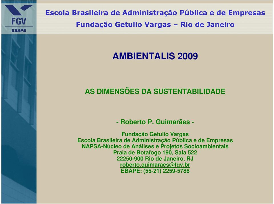 Guimarães - Fundação Getulio Vargas Escola Brasileira de Administração Pública e de Empresas