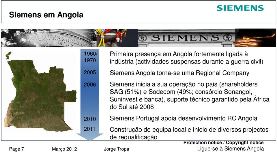 (51%) e Sodecom (49%; consórcio Sonangol, Suninvest e banca), suporte técnico garantido pela África do Sul até 2008 2010