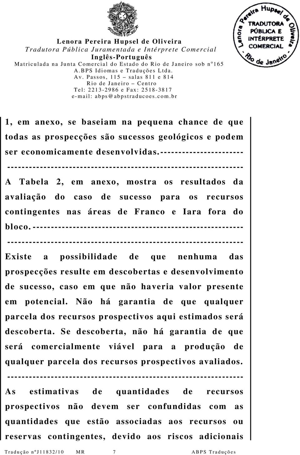 ---------------------------------------------------------- Existe a possibilidade de que nenhuma das prospecções resulte em descobertas e desenvolvimento de sucesso, caso em que não haveria valor