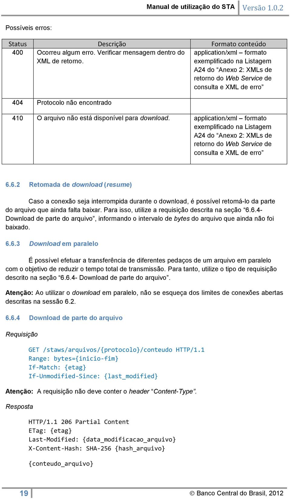 application/xml formato exemplificado na Listagem A24 do Anexo 2: XMLs de retorno do Web Service de consulta e XML de erro 6.