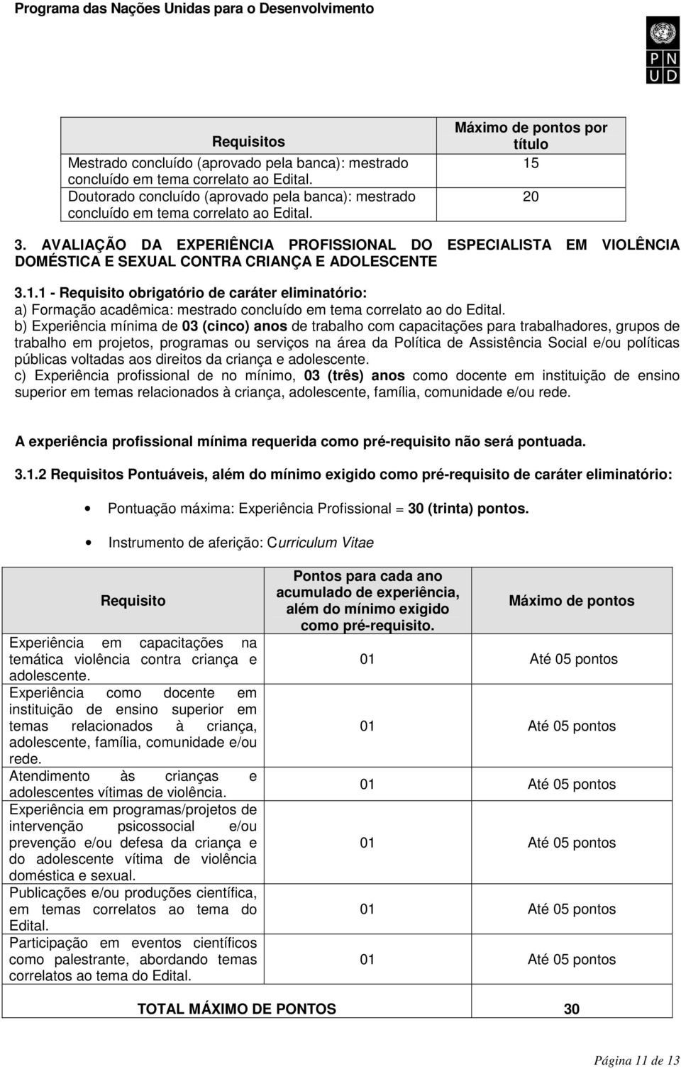 b) Experiência mínima de 03 (cinco) anos de trabalho com capacitações para trabalhadores, grupos de trabalho em projetos, programas ou serviços na área da Política de Assistência Social e/ou