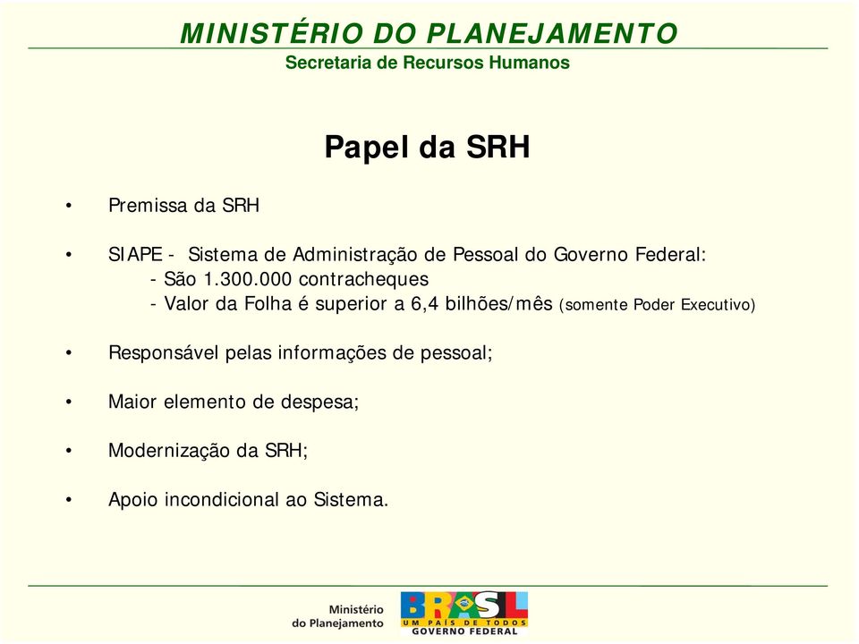 000 contracheques - Valor da Folha é superior a 6,4 bilhões/mês (somente Poder
