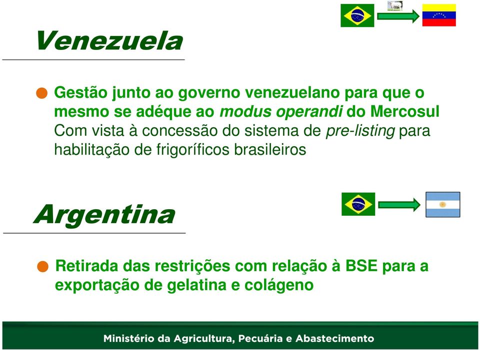 de pre-listing para habilitação de frigoríficos brasileiros Argentina