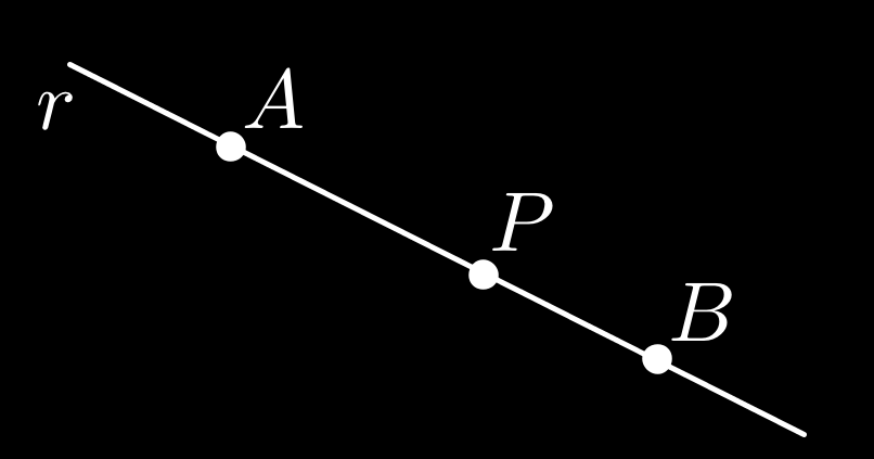 Equações da reta no plano Unidade 3 Figura 3.1: Ponto P pertencente a r. Assim, para atingir o ponto P na reta r, devemos ir até o ponto A e nos deslocarmos ao longo da reta por t AB.