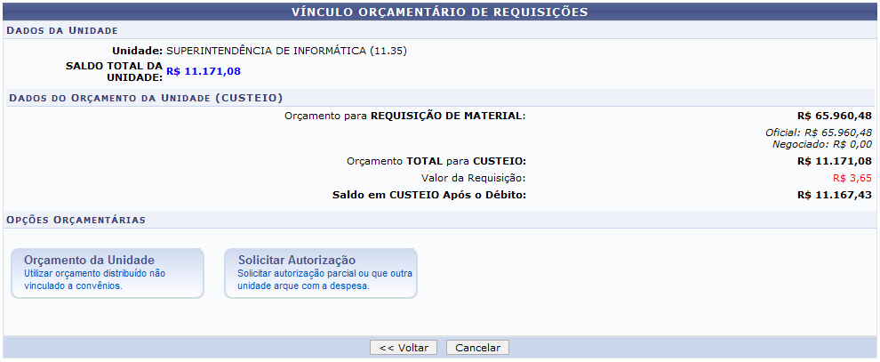 De volta à tela que contém as Informações Gerais da Requisição, é necessário Confirmar Senha, que é a mesma senha de login no sistema, para prosseguir com a autorização.