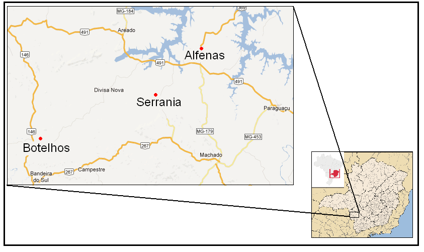 LOCALIZAÇÃO GEOGRÁFICA A área de estudo desta pesquisa compreende a região do sul do estado de Minas Gerais, sudeste do Brasil (Figura 1).
