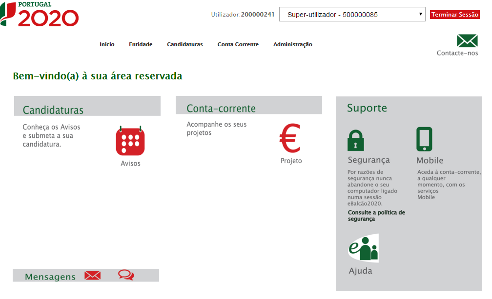 ACESSO AO MÓDULO CONTRATOS O Módulo Contratos encontra-se disponível no website Portugal 2020, no menu Balcão 2020.