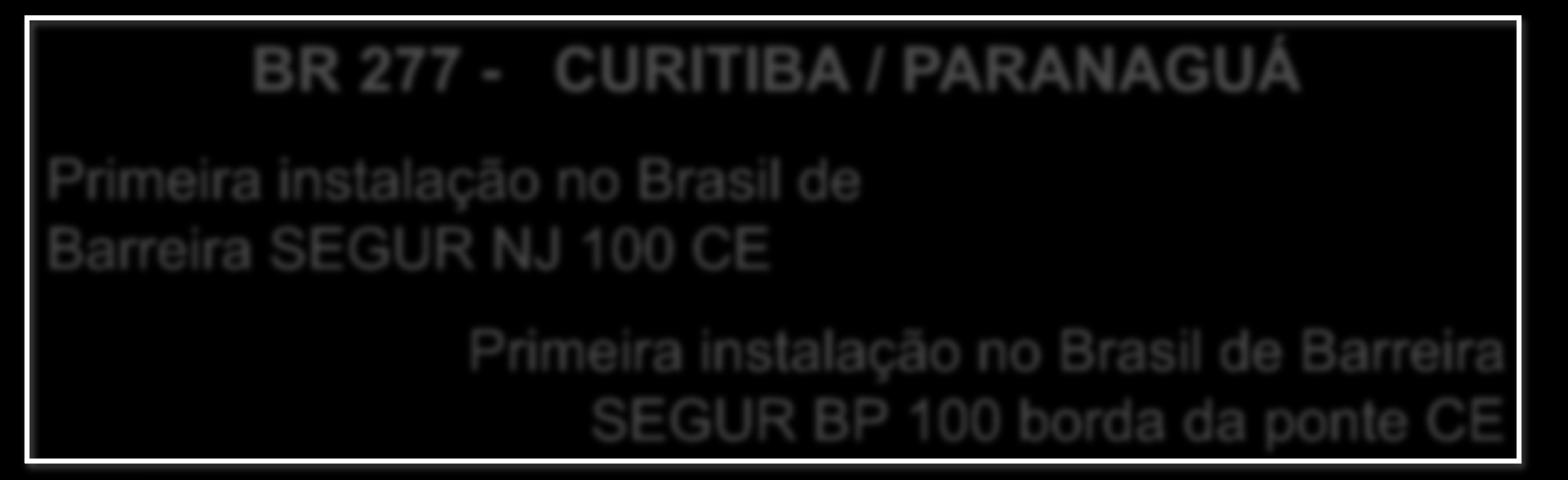 BR 277 - CURITIBA / PARANAGUÁ Primeira instalação no Brasil de Barreira SEGUR