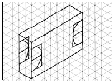 68 O traçado da perspectiva isométrica desses modelos também parte dos eixos isométricos e da representação de um prisma auxiliar, que servirá como elemento de construção.