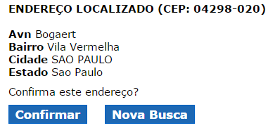 Caso não seja localizado, utilize um CEP de