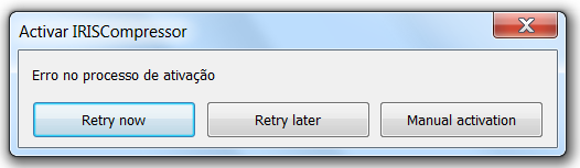 Instalação e Configuração Se tiver transferido uma versão de entrega electrónica de software (ESD, Electronic Software Delivery) do IRISCompressor, a chave de activação ter-lhe-á sido enviada por