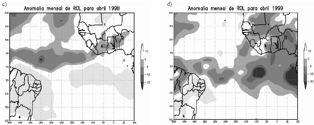 1999. Fonte: Coelho et al, 2004 Média climatológica de ROL (W/m 2 )