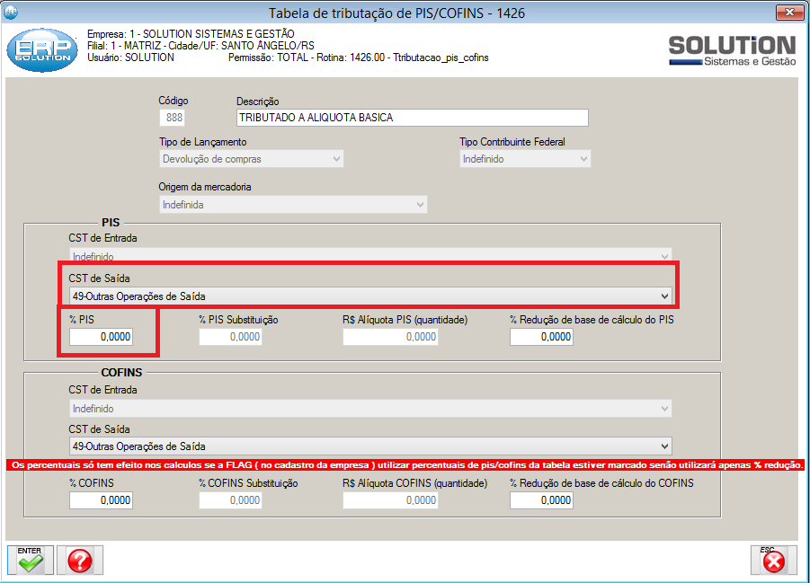 Jéssica Pinheiro 01/04/2016 7/11 Para empresas em que a configuração da tabela de tributação do tipo de lançamento "Devolução de Compra" estiver configurada como tributada, não haverá alterações no