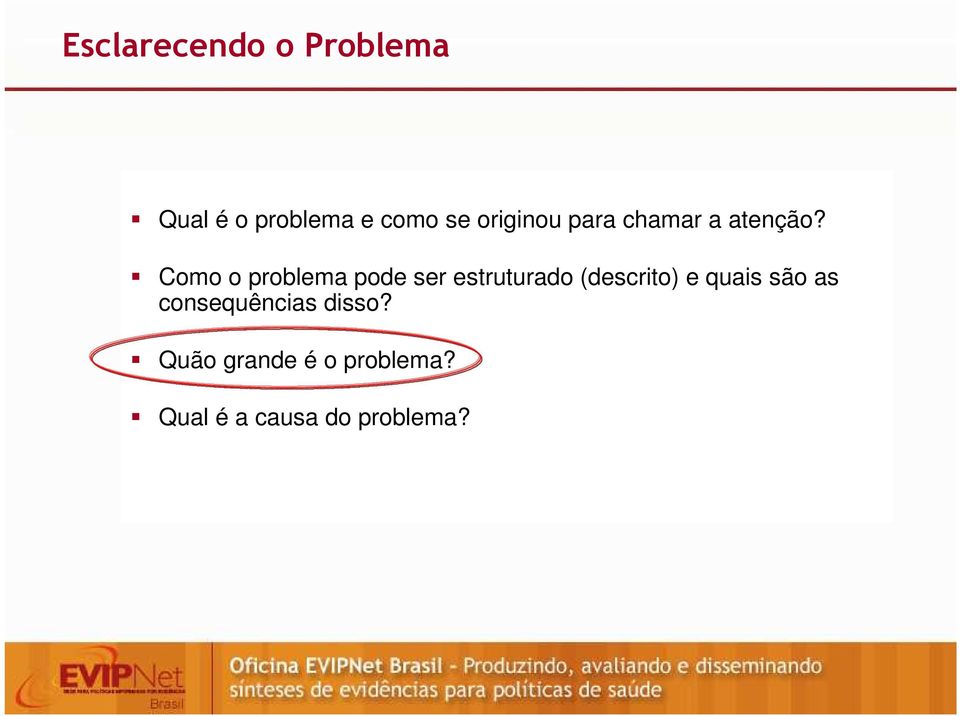 Como o problema pode ser estruturado (descrito) e quais