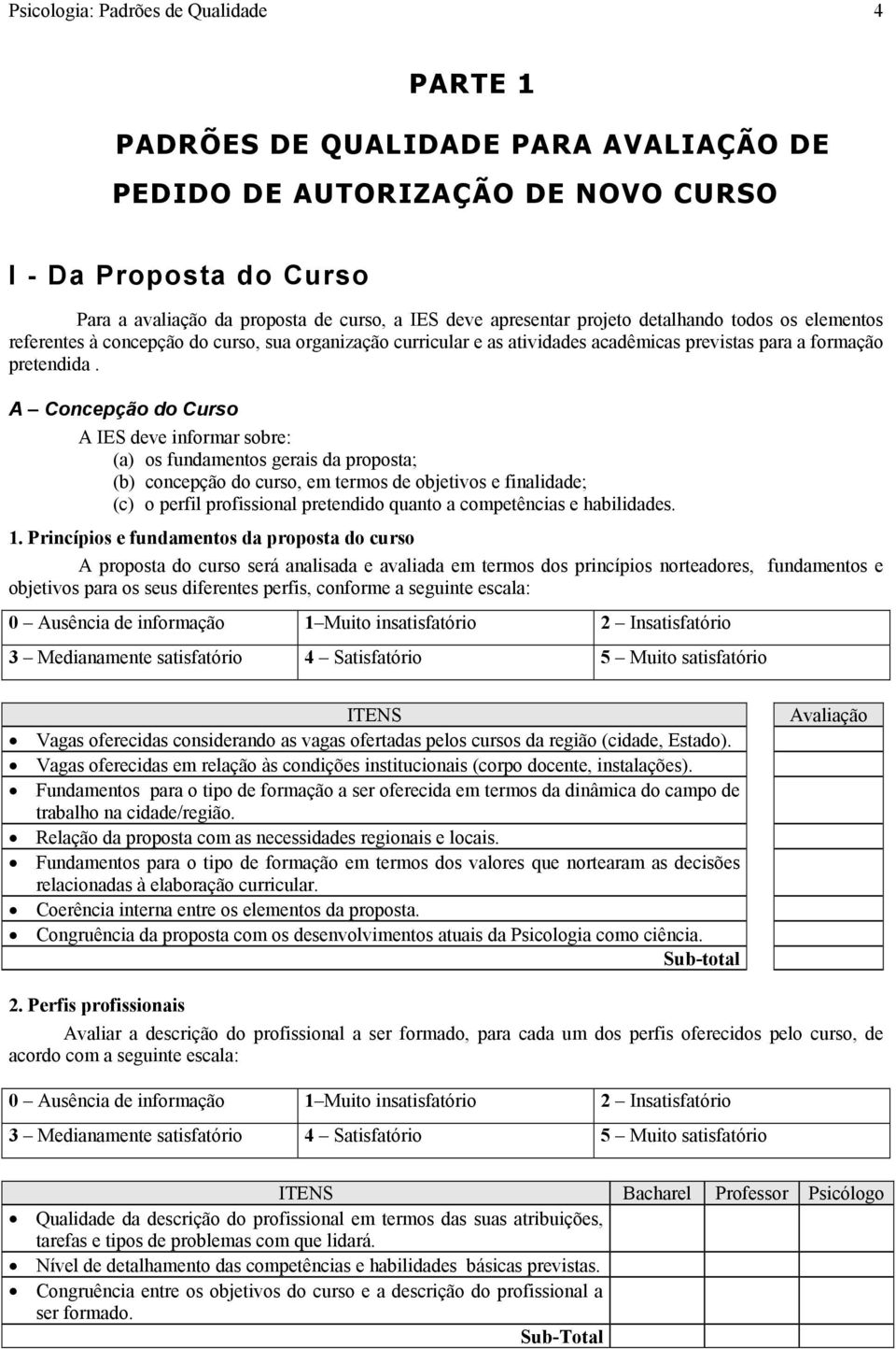 A Concepção do Curso A IES deve informar sobre: (a) os fundamentos gerais da proposta; (b) concepção do curso, em termos de objetivos e finalidade; (c) o perfil profissional pretendido quanto a