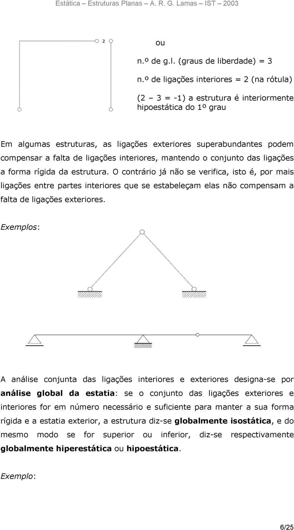 ligações interiores, mantendo o conjunto das ligações a forma rígida da estrutura.