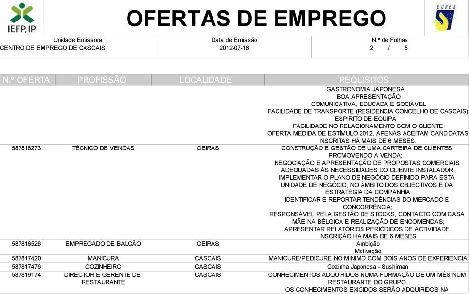 APENAS ACEITAM CANDIDATAS INSCRITAS HÁ MAIS DE 6 MESES.