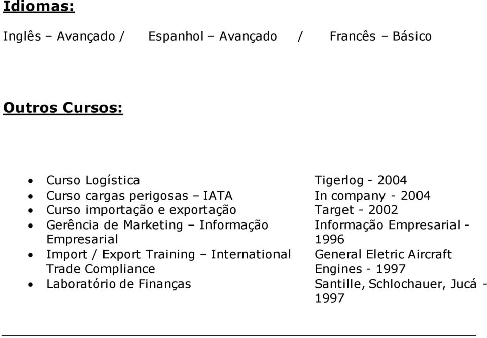 Marketing Informação Empresarial Informação Empresarial - 1996 Import / Export Training International
