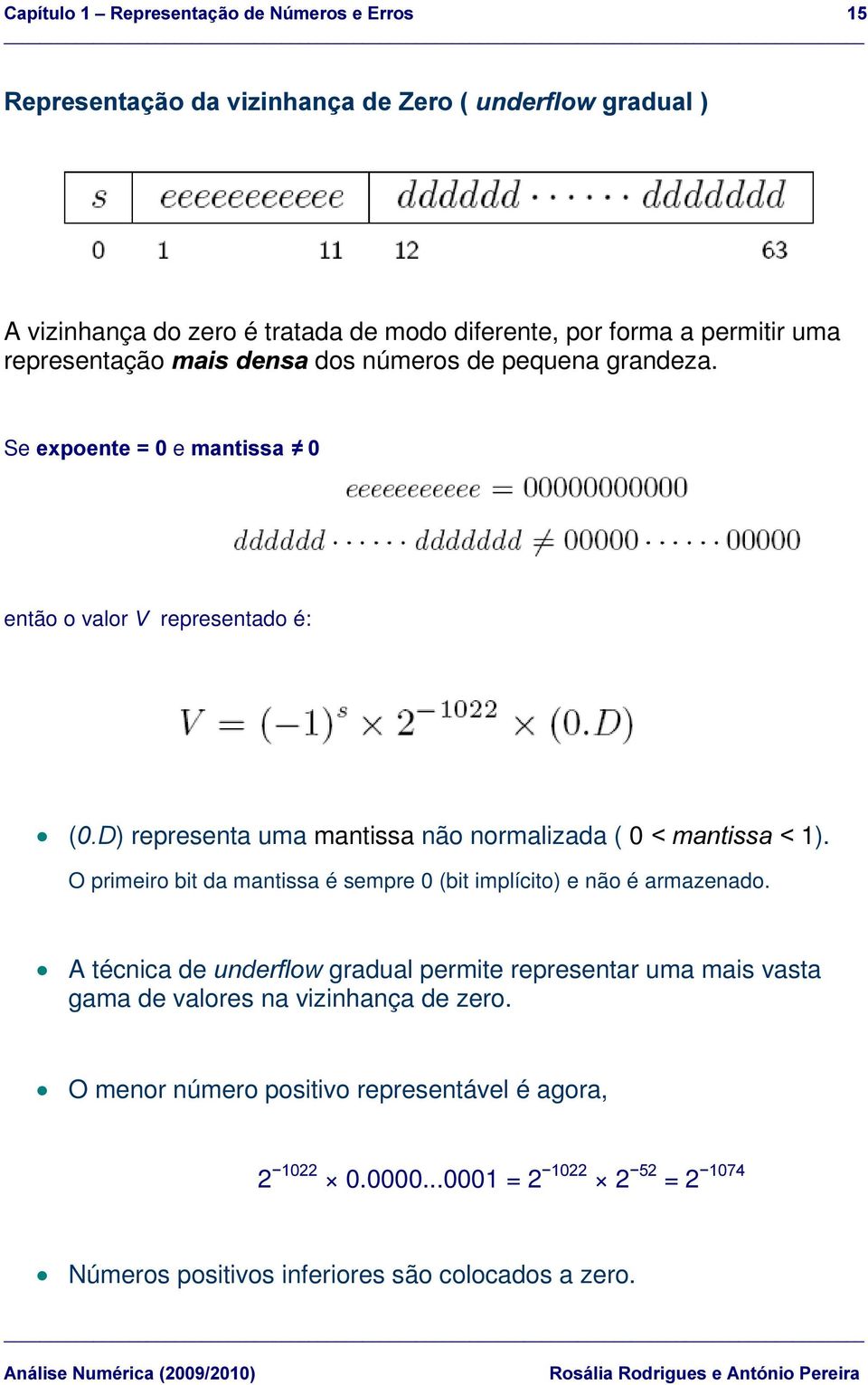 O primeiro bit da mantissa é sempre 0 (bit implícito) e não é armazenado.