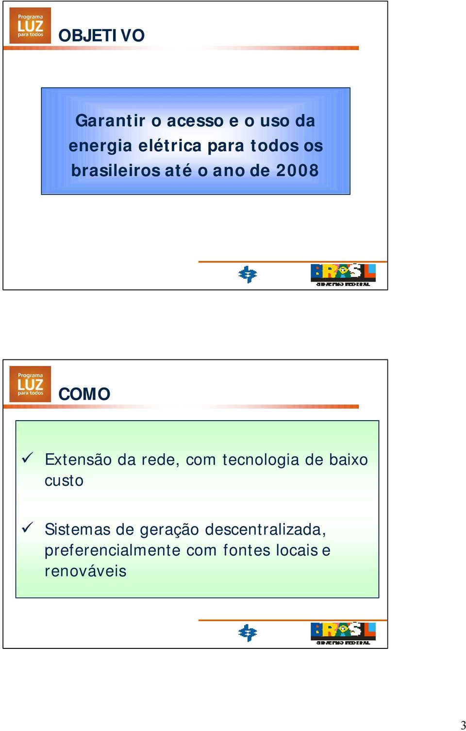 rede, com tecnologia de baixo custo Sistemas de geração