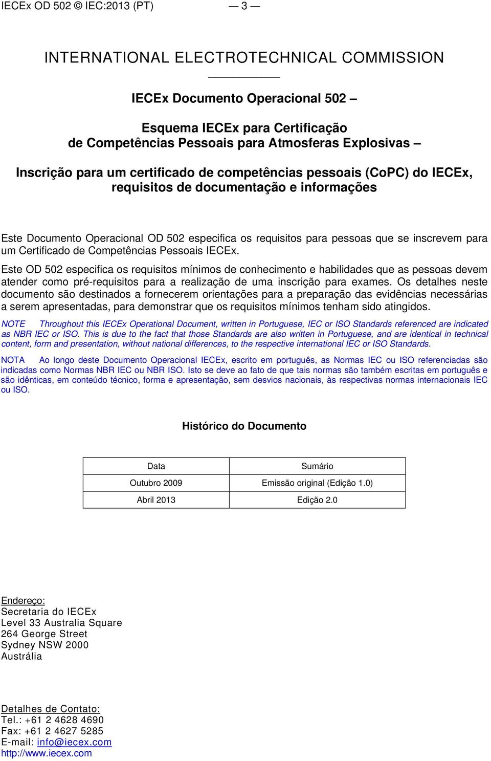 Certificado de Competências Pessoais IECEx.