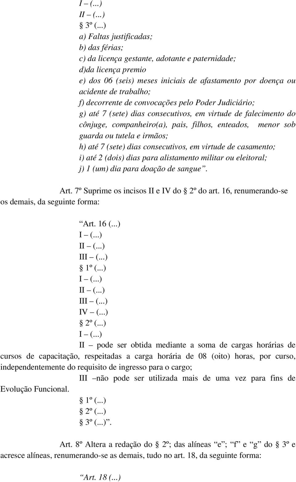 h) até 7 (sete) dias consecutivos, em virtude de casamento; i) até 2 (dois) dias para alistamento militar ou eleitoral; j) 1 (um) dia para doação de sangue. Art.