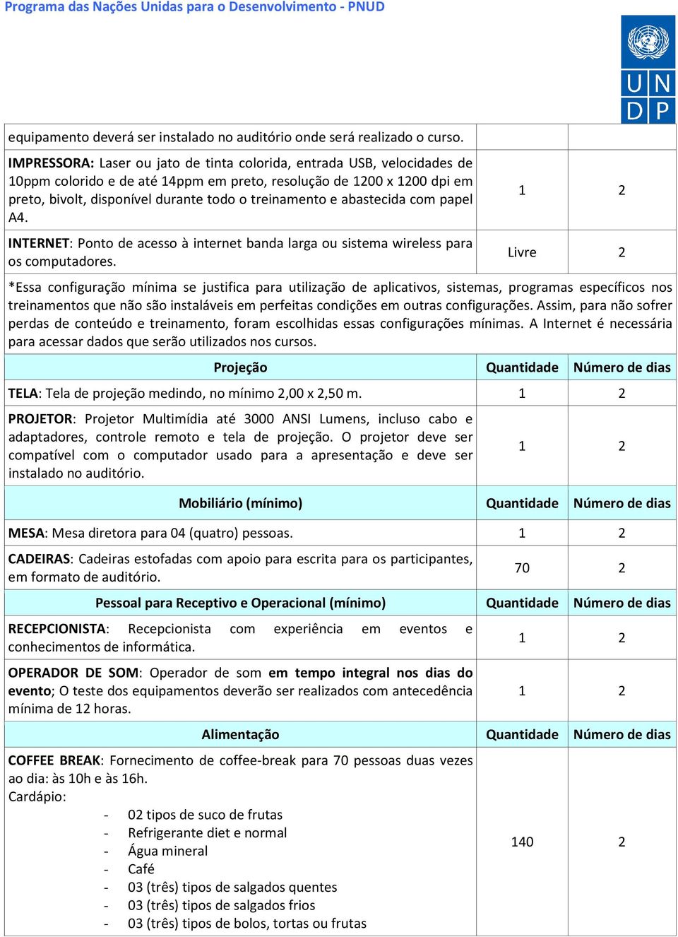 abastecida com papel A4. INTERNET: Ponto de acesso à internet banda larga ou sistema wireless para os computadores.