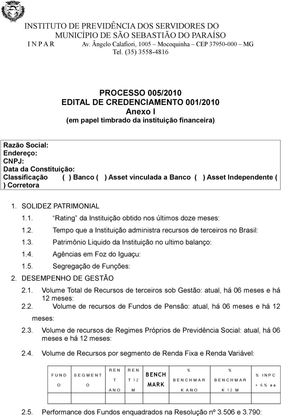 Patrimônio Liquido da Instituição no ultimo balanço: 1.4. Agências em Foz do Iguaçu: 1.5. Segregação de Funções: 2. DESEMPENHO DE GESTÃO 2.1. Volume Total de Recursos de terceiros sob Gestão: atual, há 06 meses e há 12 meses: 2.