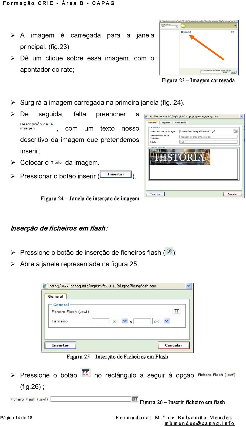 De seguida, falta preencher a, com um texto nosso descritivo da imagem que pretendemos inserir; Colocar o da imagem. Pressionar o botão inserir ( ).