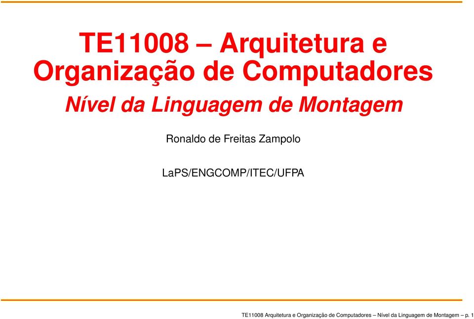 Zampolo LaPS/ENGCOMP/ITEC/UFPA  Nível da Linguagem de