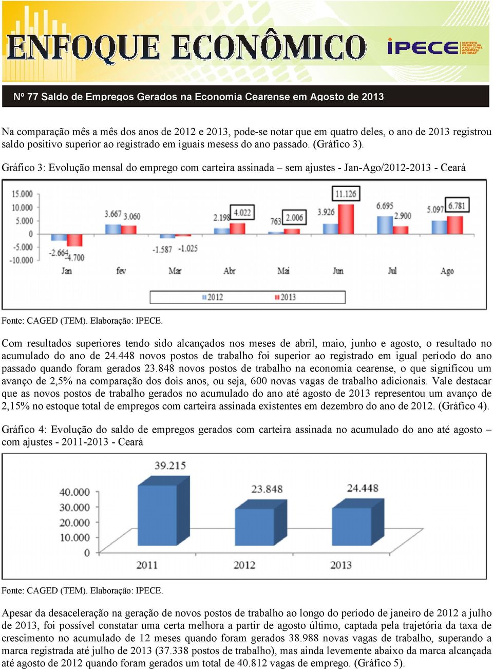 resultado no acumulado do ano de 24.448 novos postos de trabalho foi superior ao registrado em igual período do ano passado quando foram gerados 23.