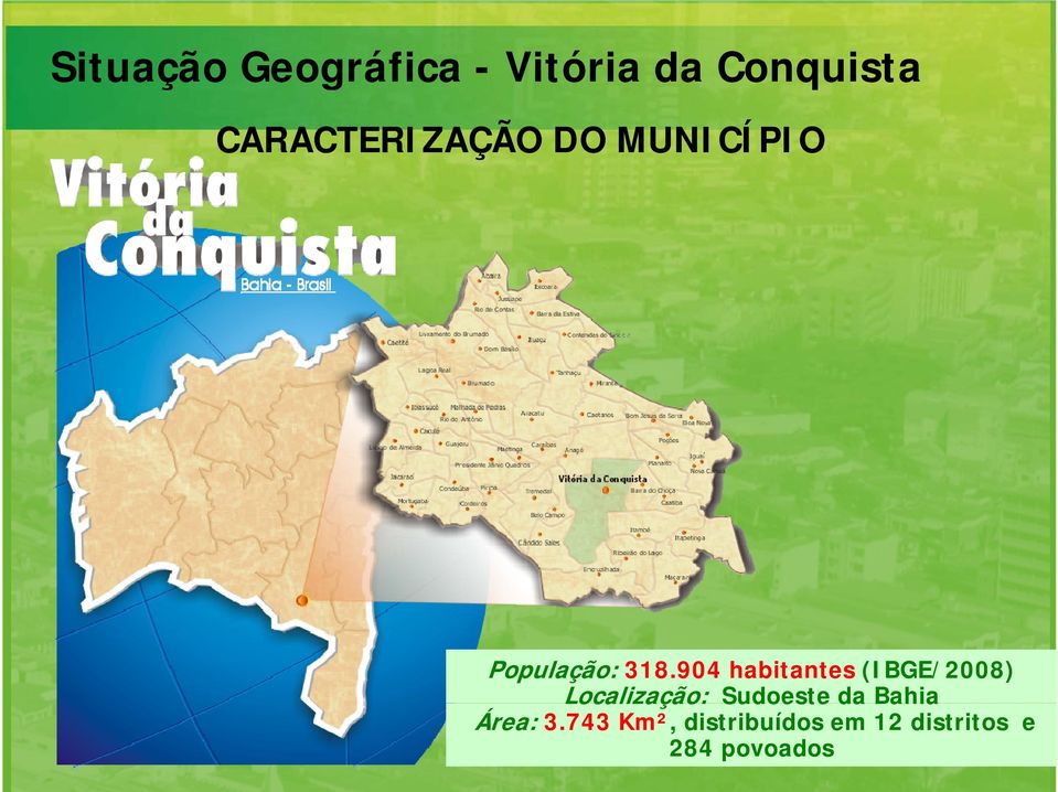 904 habitantes (IBGE/2008) Localização: Sudoeste da