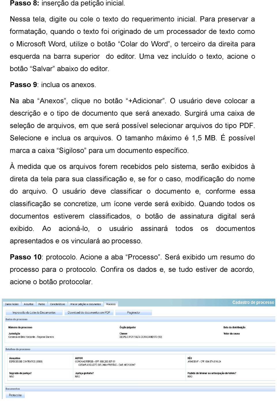 editor. Uma vez incluído o texto, acione o botão Salvar abaixo do editor. Passo 9: inclua os anexos. Na aba Anexos, clique no botão +Adicionar.