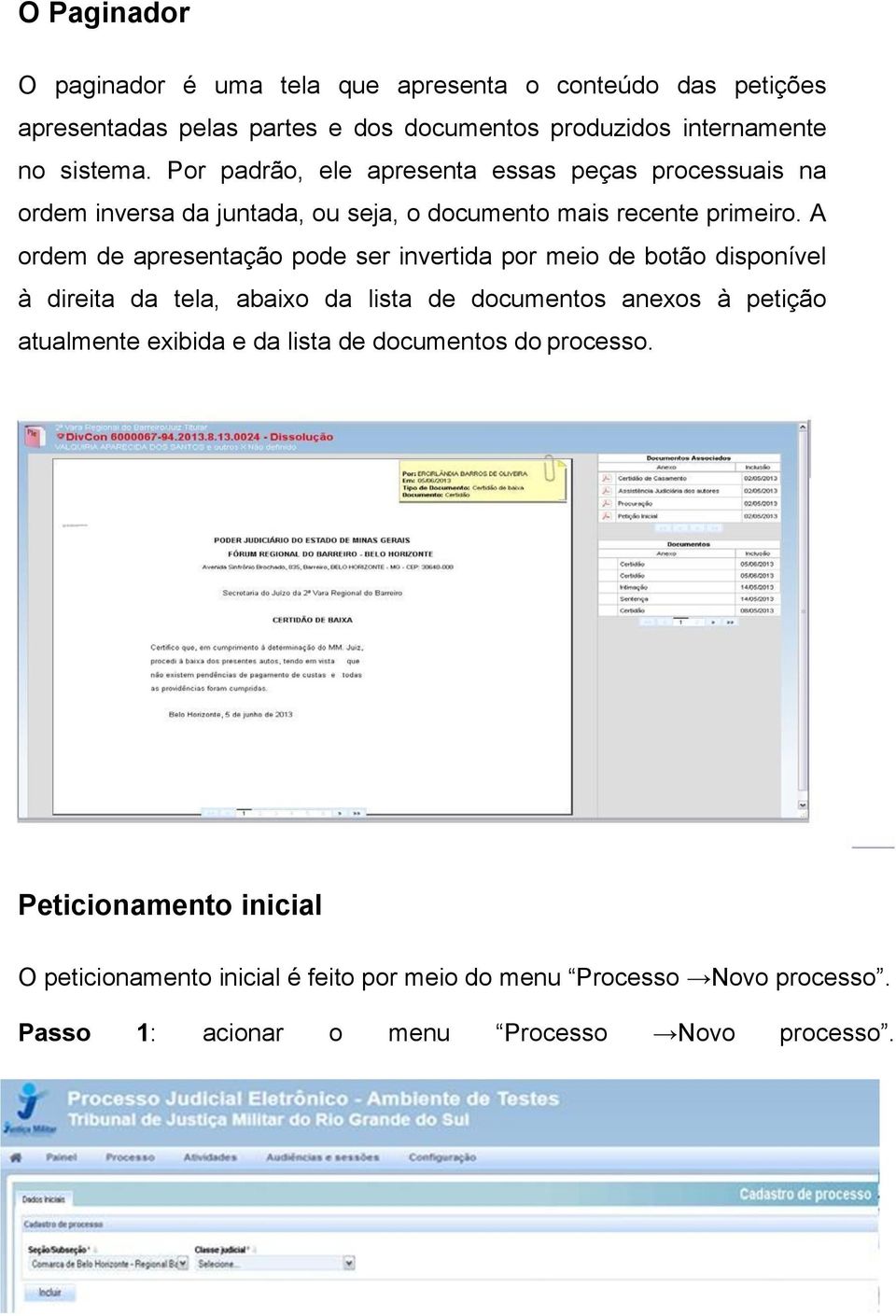 A ordem de apresentação pode ser invertida por meio de botão disponível à direita da tela, abaixo da lista de documentos anexos à petição atualmente