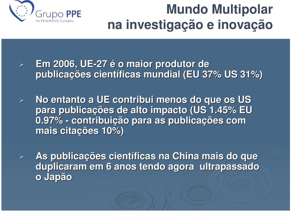 publicações de alto impacto (US 1.45% EU 0.