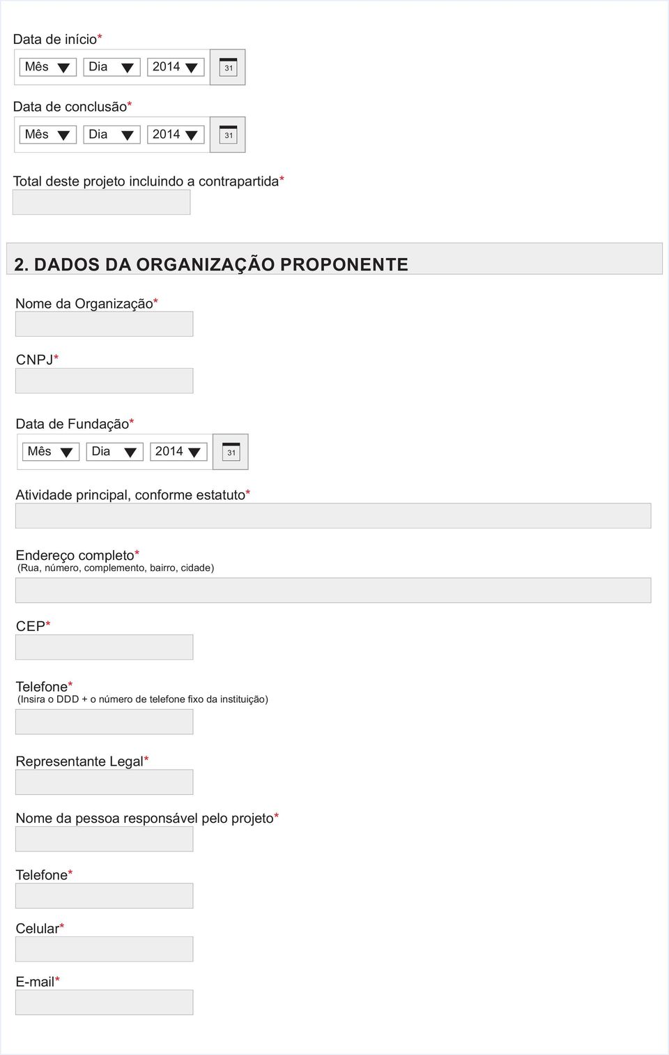 conforme estatuto Endereço completo (Rua, número, complemento, bairro, cidade) CEP Telefone (Insira o DDD + o